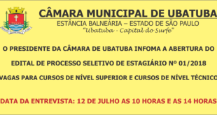 Edital CAMARA UBATUBA - Processo Seletivo 01-2018 ok